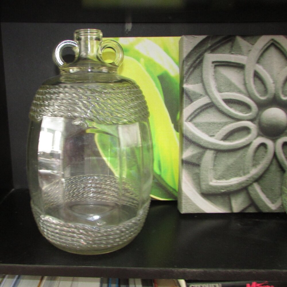 Vintage Pressed Glass Barrel Jug – Double Handle – Early 1900s